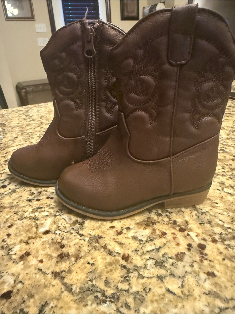 Cat & Jack Brown Ankle Boots with Stitch Detail